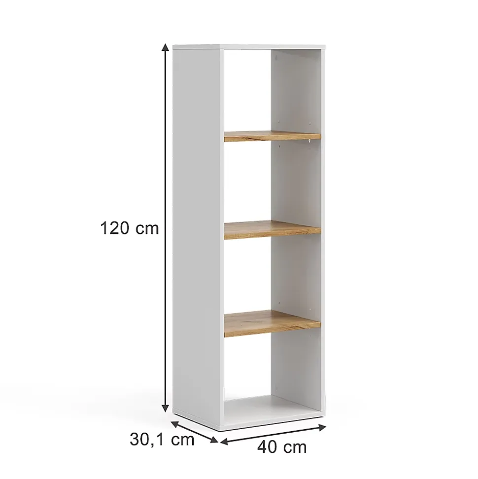 Vicco Étagère à livres Chêne blanc/force de lor 40x120cm ,4 compartiments