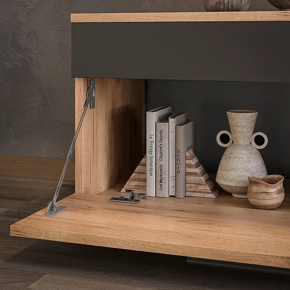 Vicco Étagère à livres Chêne doré/anthracite 70.8x38.9cm avec porte rabattable
