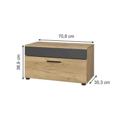 Vicco Étagère à livres Chêne doré/anthracite 70.8x38.9cm avec porte rabattable