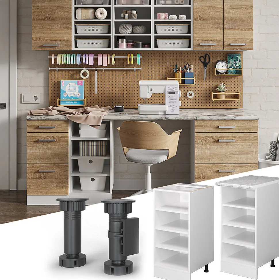 Vicco Étagère basse Blanc 40cm avec étagères ouvertes, avec PT