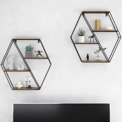 Vicco Étagère Bois antique 51x52cm Forme dangle