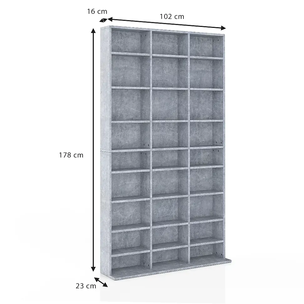 Vicco Étagère CD Béton 102x178cm