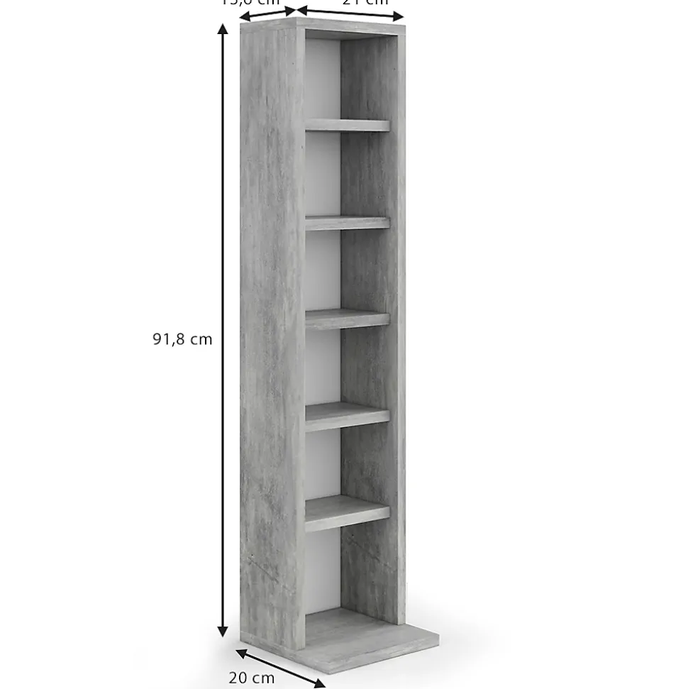 Vicco Étagère CD Béton 21x91.8cm