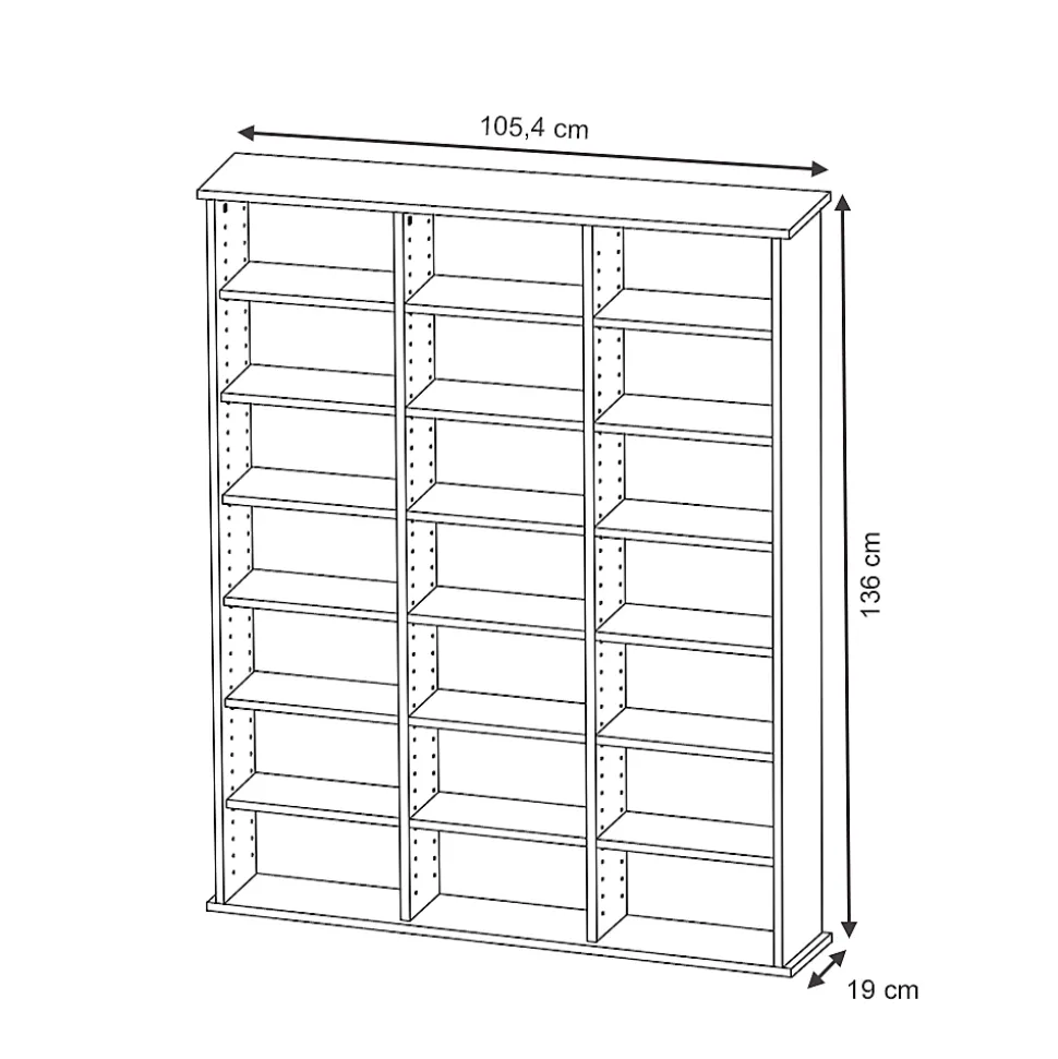 Vicco Étagère CD Noir 105.4x136cm