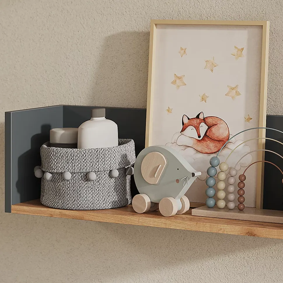 Vicco Étagère murale Anthracite/chêne doré 67.8x20cm