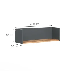 Vicco Étagère murale Anthracite/chêne doré 67.8x20cm