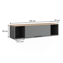 Vicco Étagère murale Anthracite/Sonoma 120x30cm