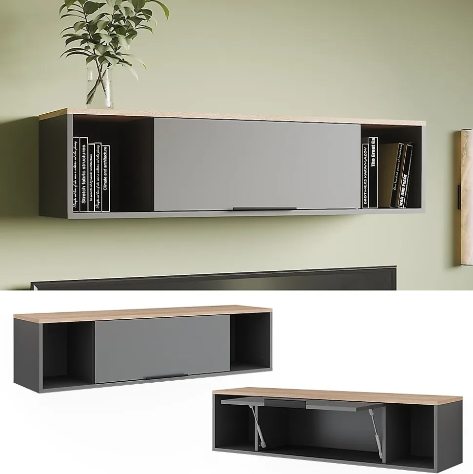 Vicco Étagère murale Anthracite/Sonoma 120x30cm