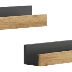 Vicco Étagère murale Anthracite/chêne doré 60x10cm Lot de 2