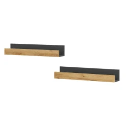 Vicco Étagère murale Anthracite/chêne doré 60x10cm Lot de 2
