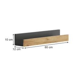 Vicco Étagère murale Anthracite/chêne doré 60x10cm Lot de 2