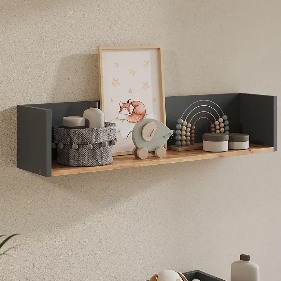 Vicco Étagère murale Anthracite/chêne doré 93.4x20cm