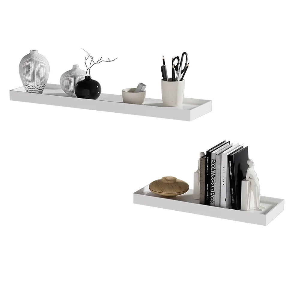 Vicco Étagère murale Blanc 60x3cm Lot de 2