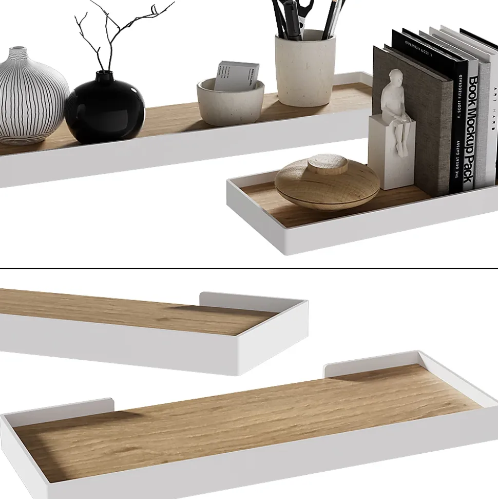 Vicco étagère murale blanc/chêne 60x3cm Lot de 2