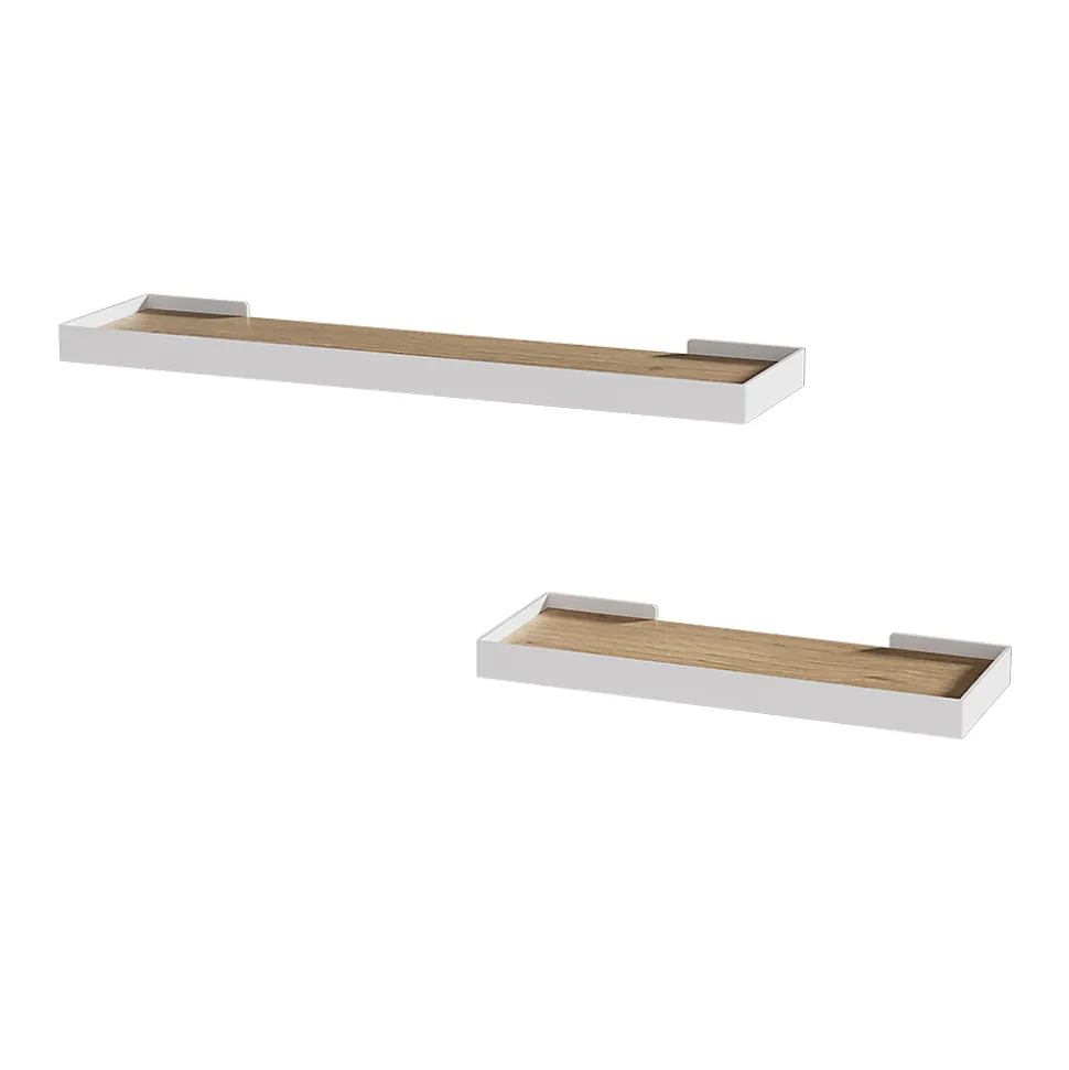 Vicco étagère murale blanc/chêne 60x3cm Lot de 2