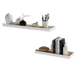 Vicco étagère murale blanc/chêne 60x3cm Lot de 2