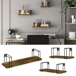Vicco Étagère murale Bois antique 3 pièces