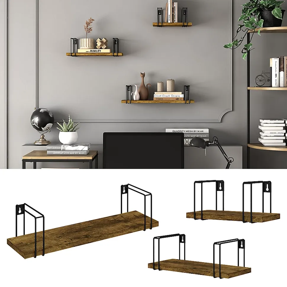 Vicco Étagère murale Bois antique 3 pièces