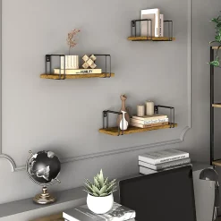 Vicco Étagère murale Bois antique 3 pièces