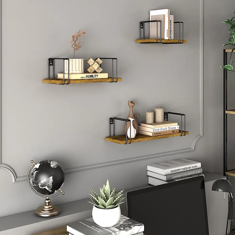 Vicco Étagère murale Bois antique 3 pièces