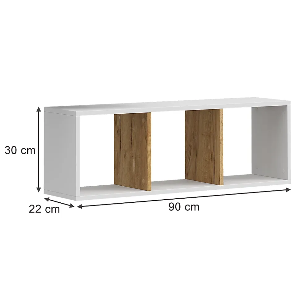Vicco Étagère murale Chêne blanc/force de lor 90x30cm Lot de 2