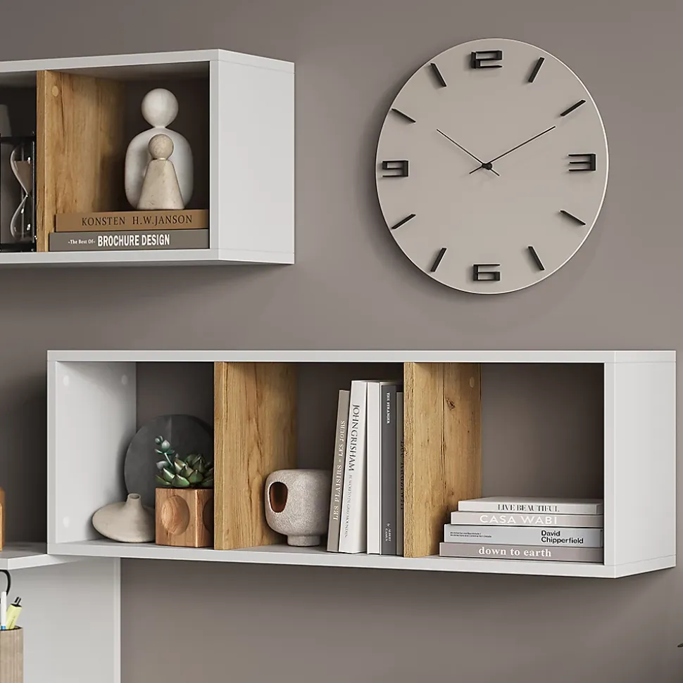Vicco Étagère murale Chêne blanc/force de lor 90x30cm Lot de 2