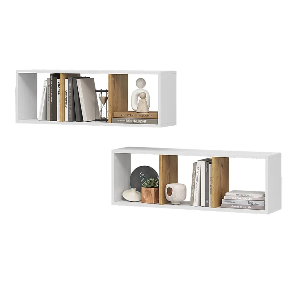 Vicco Étagère murale Chêne blanc/force de lor 90x30cm Lot de 2
