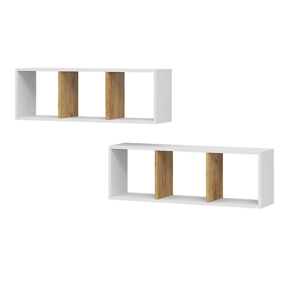 Vicco Étagère murale Chêne blanc/force de lor 90x30cm Lot de 2