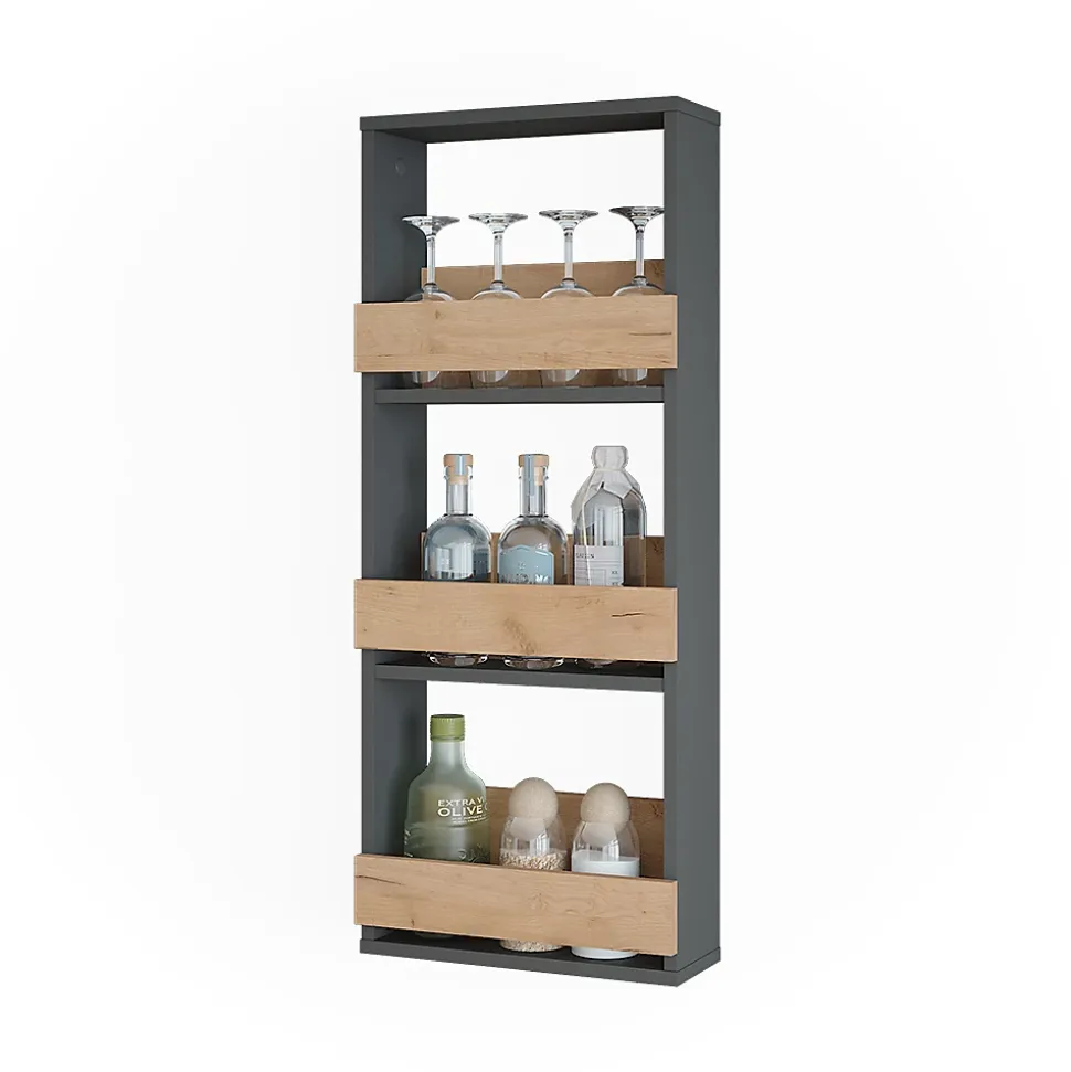 Vicco Étagère murale Chêne doré/anthracite 40x98cm