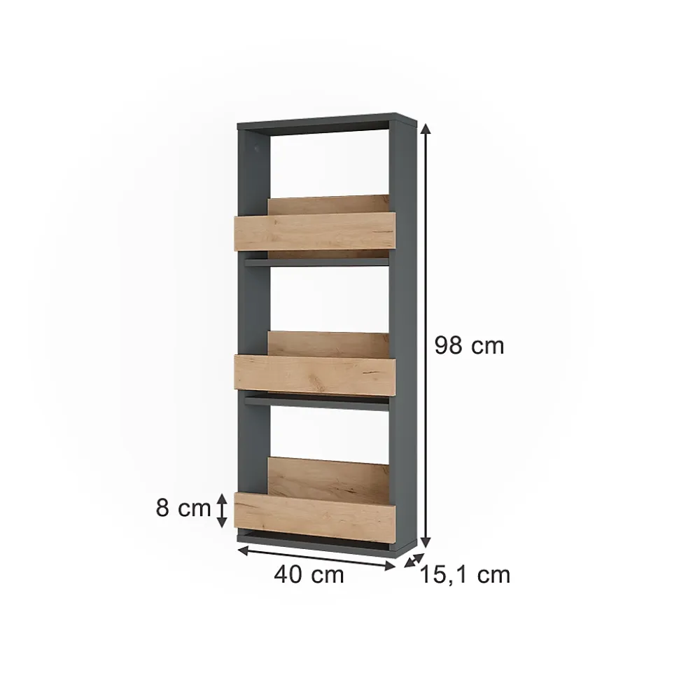 Vicco Étagère murale Chêne doré/anthracite 40x98cm