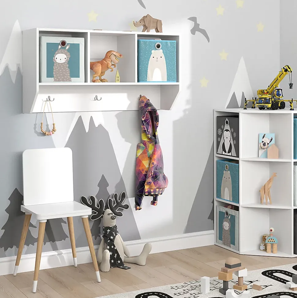 Vicco Étagère murale enfant Blanc 31x56cm avec 2 boxes pliants opt.2