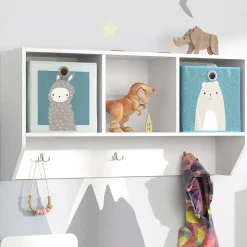 Vicco Étagère murale enfant Blanc 31x56cm avec 2 boxes pliants opt.2