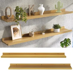Vicco Étagère murale Naturel bois 90x4cm Lot de 2