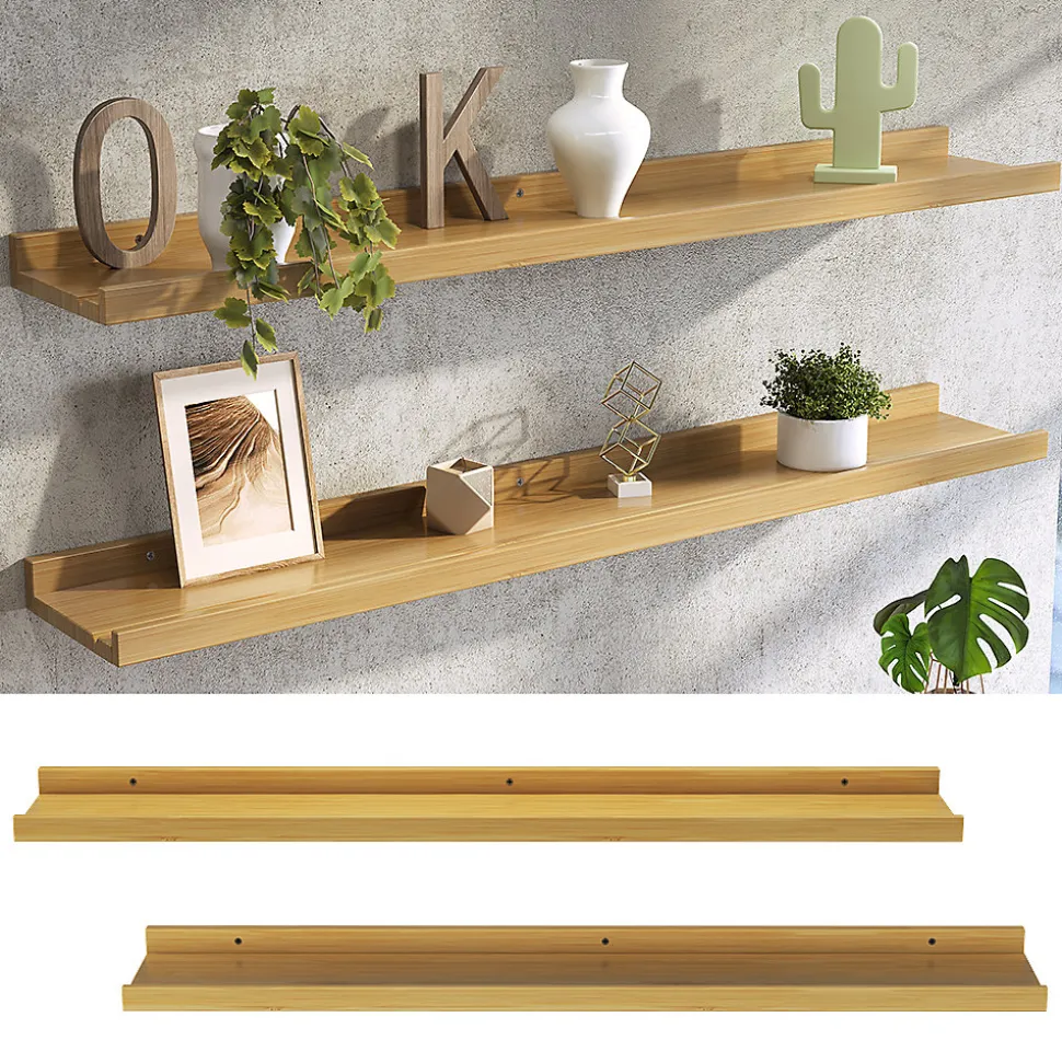 Vicco Étagère murale Naturel bois 90x4cm Lot de 2