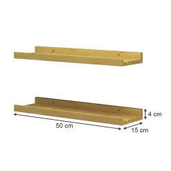 Vicco Étagère murale Naturel bois 50x4cm Lot de 2