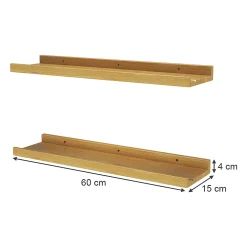 Vicco Étagère murale Naturel bois 60x4cm Lot de 2