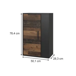 Vicco Étagère murale Noir/ancien style 50.1x78.4cm avec 2 compartiments