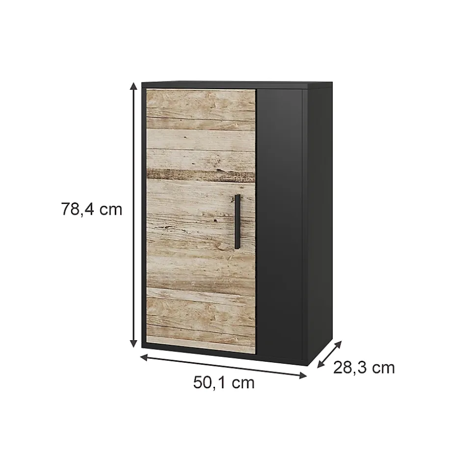 Vicco Étagère murale Noir/Chêne sable 50.1x78.4cm avec 2 compartiments