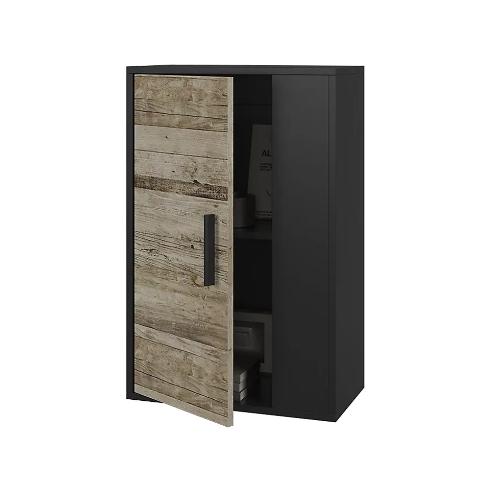Vicco Étagère murale Noir/Chêne sable 50.1x78.4cm avec 2 compartiments