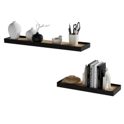 Vicco Étagère murale noir/chêne 60x3cm Lot de 2