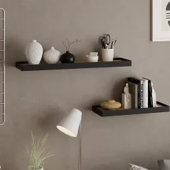 Vicco Étagère murale noir/chêne 60x3cm Lot de 2