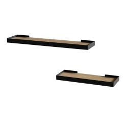 Vicco Étagère murale noir/chêne 60x3cm Lot de 2