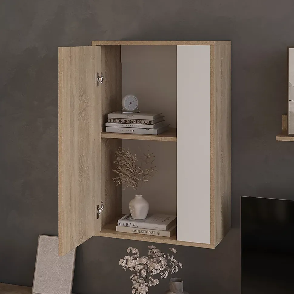 Vicco Étagère murale Sonoma/blanc 50.1x78.4cm avec 2 compartiments