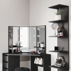 Vicco Étagère Noir 30x190cm ouvert