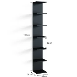 Vicco Étagère Noir 30x190cm ouvert
