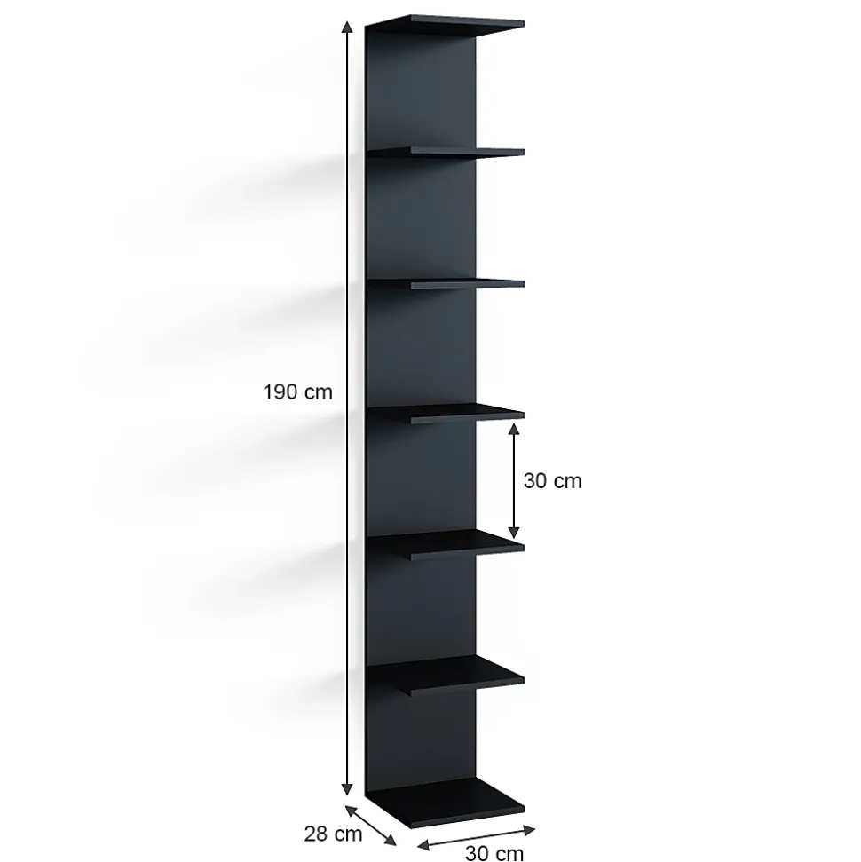 Vicco Étagère Noir 30x190cm ouvert
