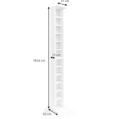 Vicco Étagère pour CD Blanc 21x91.8cm Grand set de 2