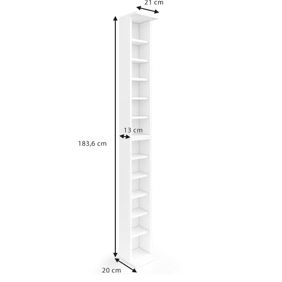 Vicco Étagère pour CD Blanc 21x91.8cm Grand set de 2