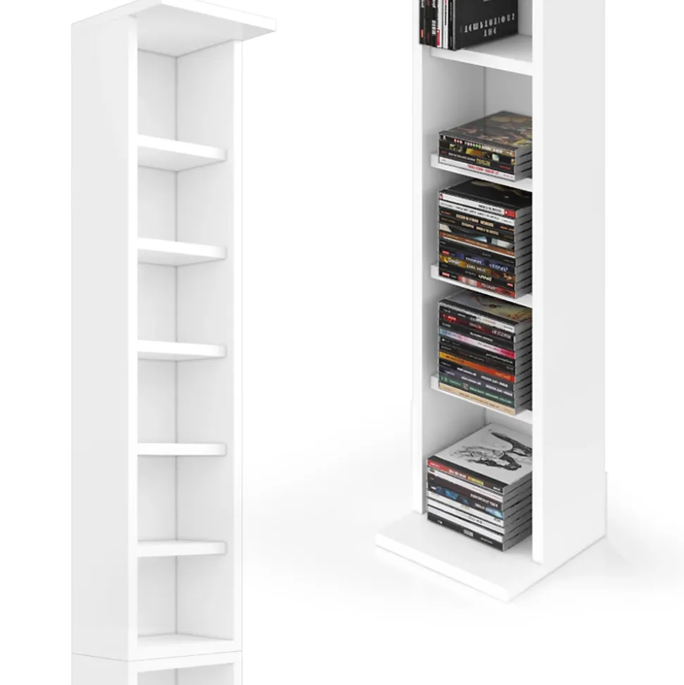 Vicco Étagère pour CD Blanc 21x91.8cm Grand set de 2