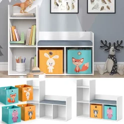 Vicco Étagère pour enfants Blanc 30.9x88.6cm avec 2 boxes pliants opt.1
